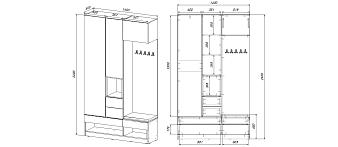 ЭСКИЗ 00000948086Прихожая Нейриз  (1400х2400х400)