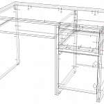 Чертеж Письменный стол Каспиан BIU 1D1S 120 КB-007 BMS