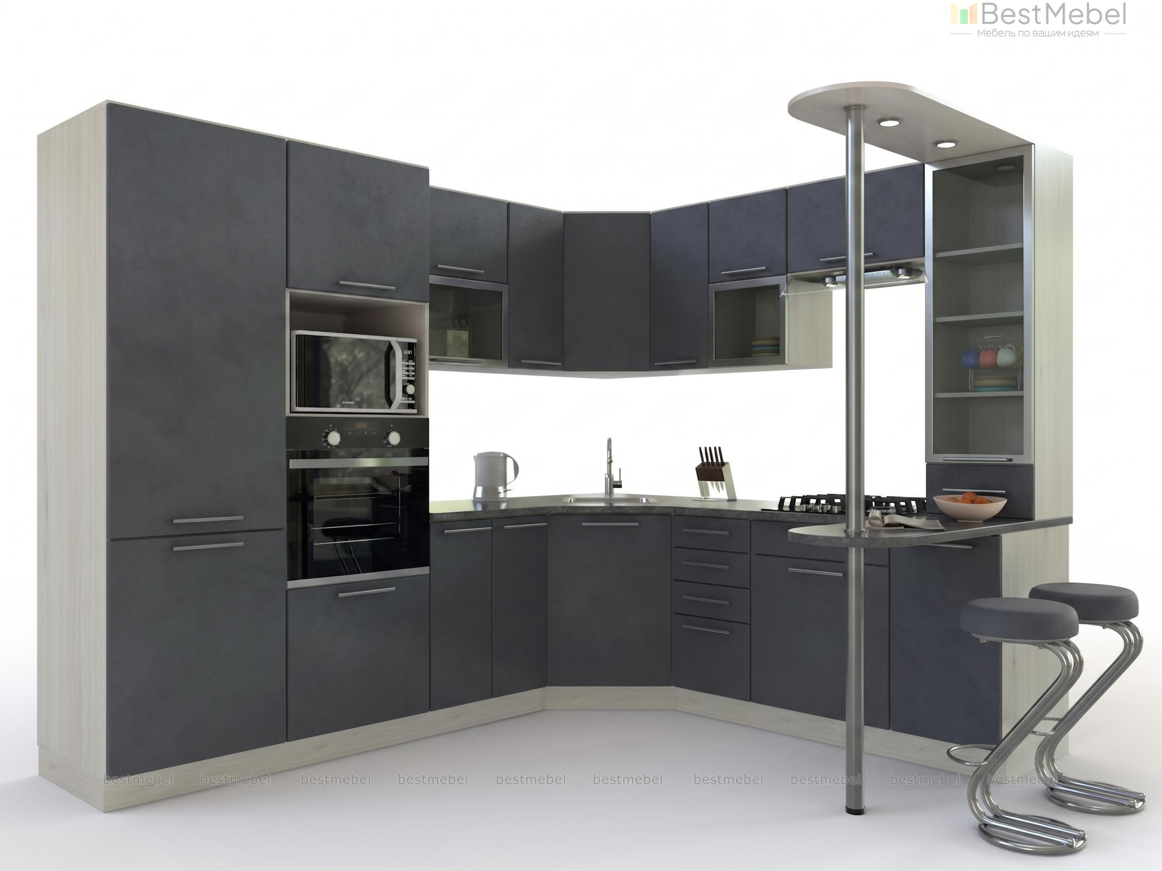 Кухня со стойкой Лина 2 BMS - Фото